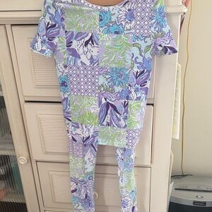 Lilly Pulitzer Floral Patchwork PJs Purple and Green